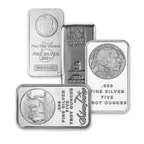 5 oz random/various mints silver bars