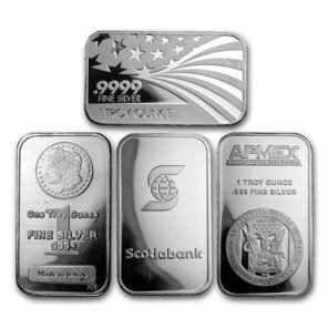 1 oz silver bar – secondary market (various brands)
