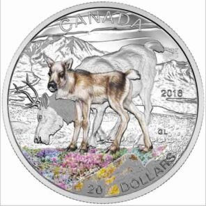 2016 $20 baby animals: caribou – pure silver coin