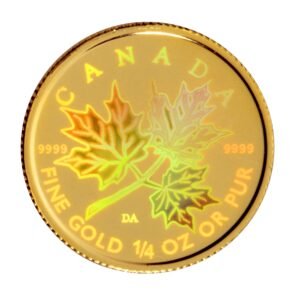 2001 $10 maple leaf hologram – 1/4 oz pure gold coin