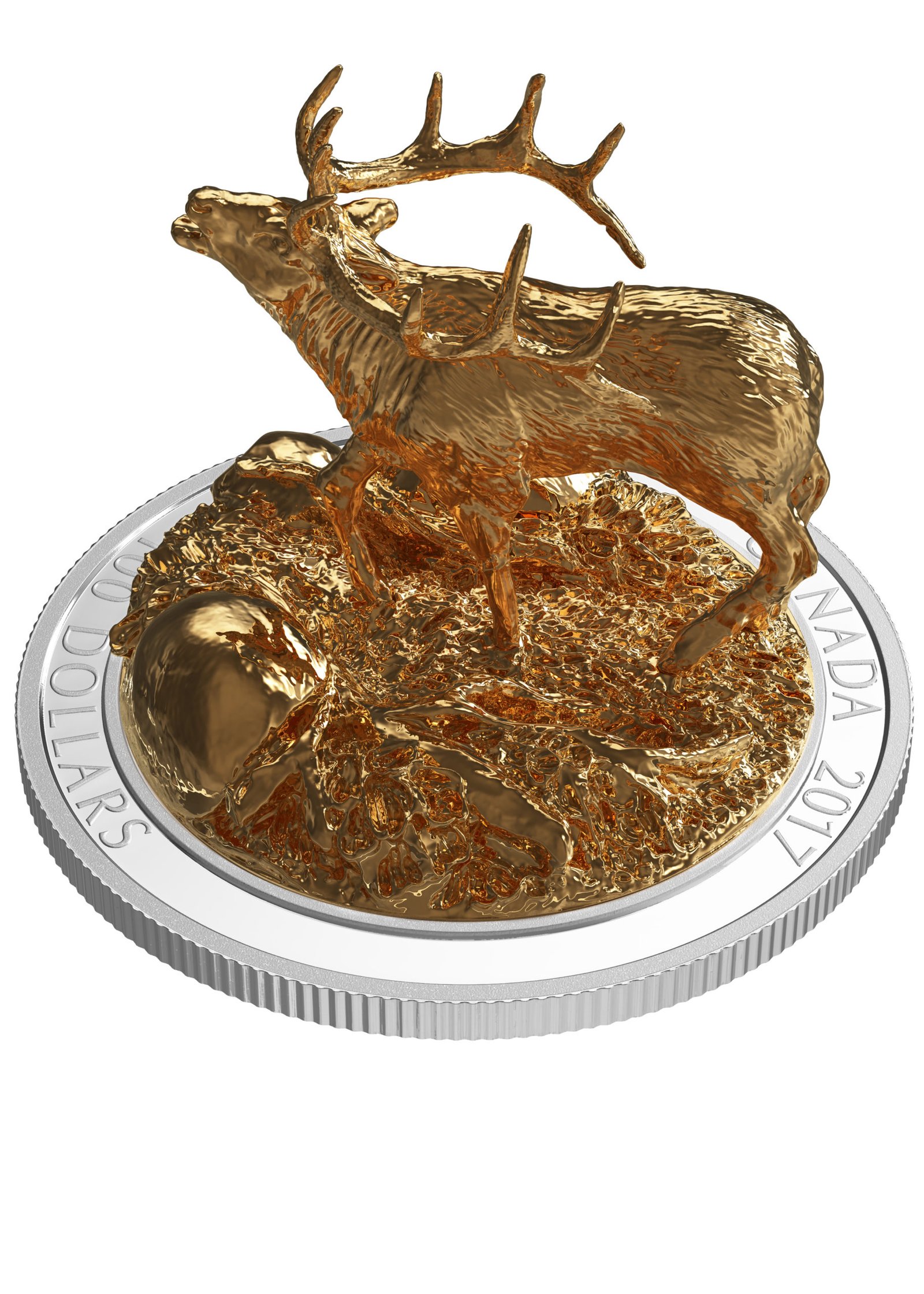sculpture of majestic animals: elk pure silver gold plated coin sculpture of majestic animals: elk pure silver gold plated coin