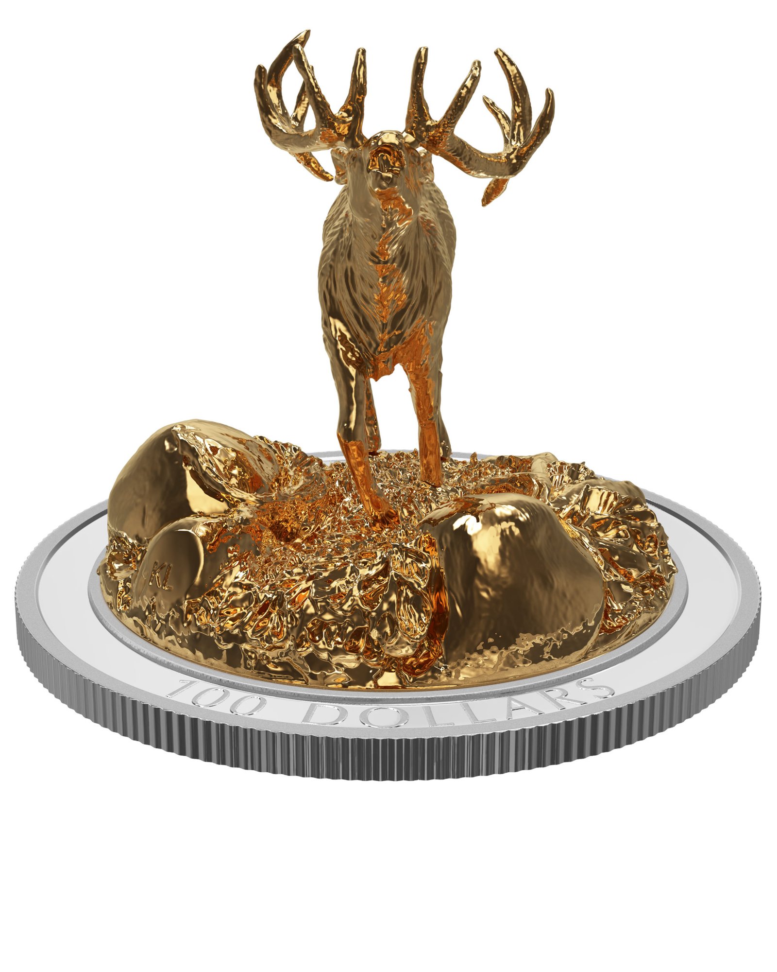 sculpture of majestic animals: elk pure silver gold plated coin sculpture of majestic animals: elk pure silver gold plated coin