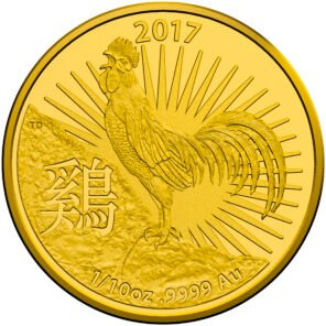 2017 1/10 oz lunar series year of the rooster gold coin