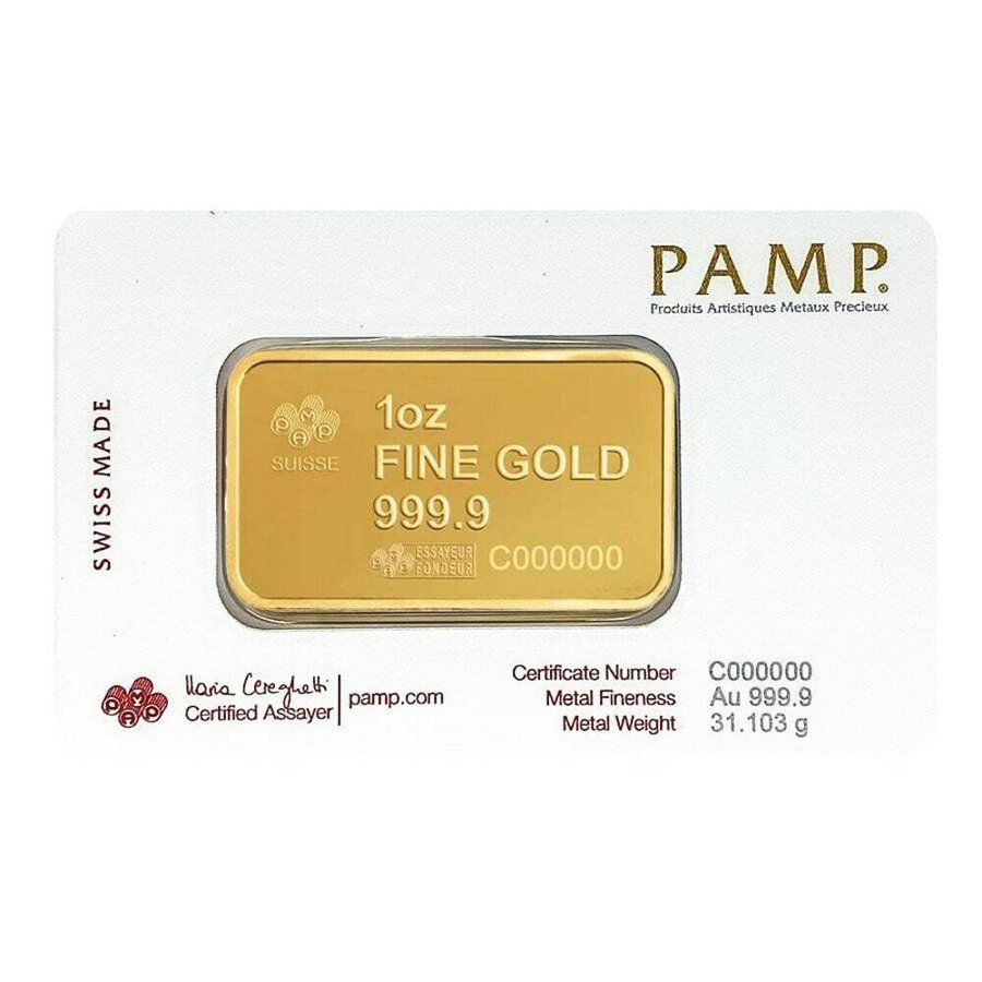 1 oz pamp suisse liberty bell pure gold bar .9999 (w/assay)