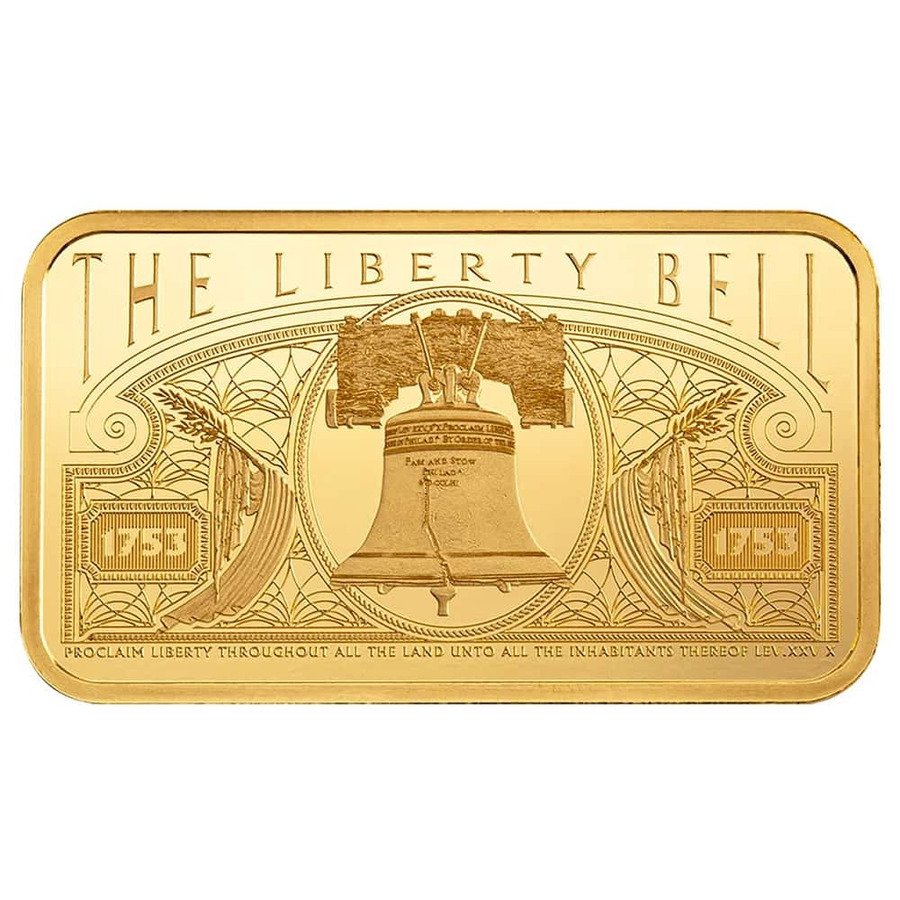 1 oz pamp suisse liberty bell pure gold bar .9999 (w/assay)